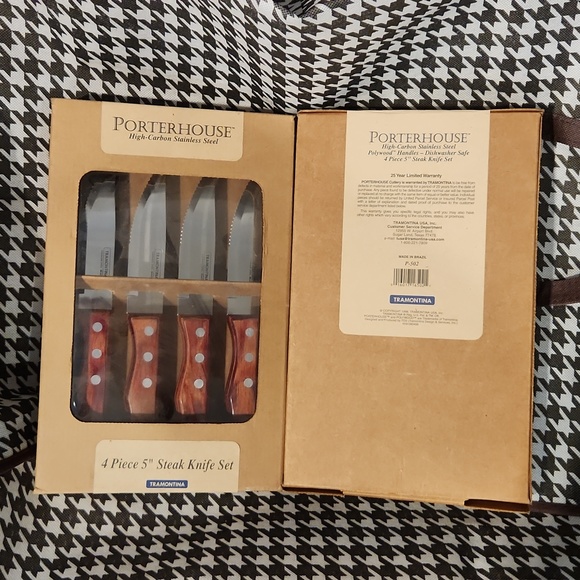 Tramontina Porterhouse Steak Knife Set Stainless Steel Edge w/ Riveted Polywood - Picture 2 of 3